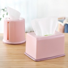 桌面塑料纸巾盒家用茶几抽纸盒创意客厅餐巾纸收纳盒纸抽盒卷纸筒 方形藕粉130g