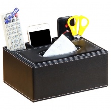 简约多功能纸巾盒抽纸盒创意家用客厅餐巾纸抽盒茶几遥控器收纳盒 浅灰色 方形黑色复古纹
