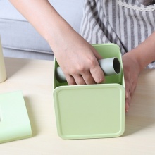 绿环 创意日式纤竹卷纸器环保方形纸巾盒竹纤维塑料抽纸盒卷纸盒 方形竹丝黄