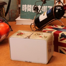 欧式家居时尚纸抽盒 复古创意米字旗纸巾盒铁盒客厅咖啡厅抽纸盒 4404-03方形牡丹