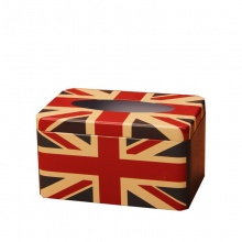 欧式家居时尚纸抽盒 复古创意米字旗纸巾盒铁盒客厅咖啡厅抽纸盒 4404-03方形牡丹
