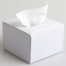 侑家良品收纳盒 皮革纸巾盒客厅 抽纸盒家用 白色羊皮纹 方形