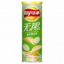 乐事（Lay’s）无限薯片 零食 休闲食品 翡翠黄瓜味104g罐装 百事食品