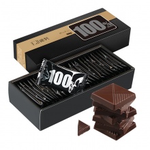 诺梵 纯黑可可脂苦巧克力礼盒100%可可含量特苦高纯黑巧无蔗糖休闲零食婚庆喜糖130g