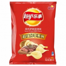 乐事（Lay’s）零食 休闲食品 大波浪薯片 铁板鱿鱼味 145g 百事食品
