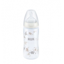 NUK 宽口径PP奶瓶300ml配2号硅胶中号圆孔奶嘴 白色