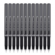 得力（deli）S36 中性笔碳素签字笔0.5mm 黑色 全针管12支/盒