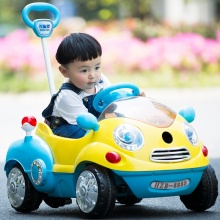 孩智堡 儿童电动四轮遥控玩具汽车 皮座椅+发光轮+摇摆功能 早教款 