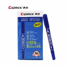齐心（Comix）MK804 记号笔 0.5mm/1.5mm 小双头 蓝 12支/盒