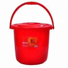 中英 2105 大红塑料带盖桶 8L