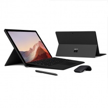 微软（Microsoft）Surface Pro 7 二合一平板电脑（12.3“/i3/4G/128G SSD/WIN10专业版/3年保修/SurfacePro专业键盖 典雅黑/NewSurface触控笔/微软便携蓝牙鼠标/电脑包）亮铂金