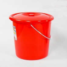 塑胶带盖水桶 大红色 22L