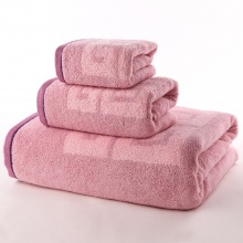 金号（KING SHORE）纯棉毛巾浴巾三件套礼盒 加大加厚 毛巾*1 浴巾*1 方巾*1 紫色/灰色