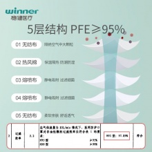 稳健（Winner）WN-N95 医用防护口罩 独立包装 50个/盒 绿色款 单个（建议按50的倍数下单）