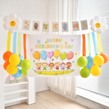 场景装饰 彩虹气球儿童节皱纹纸套装